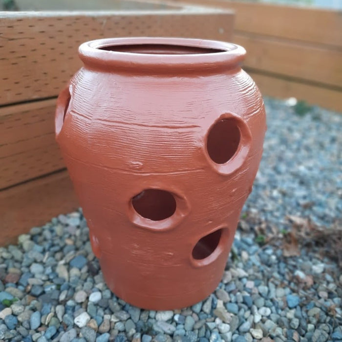 Aztec Strawberry Planter Jar - Plastic - Terra Cotta