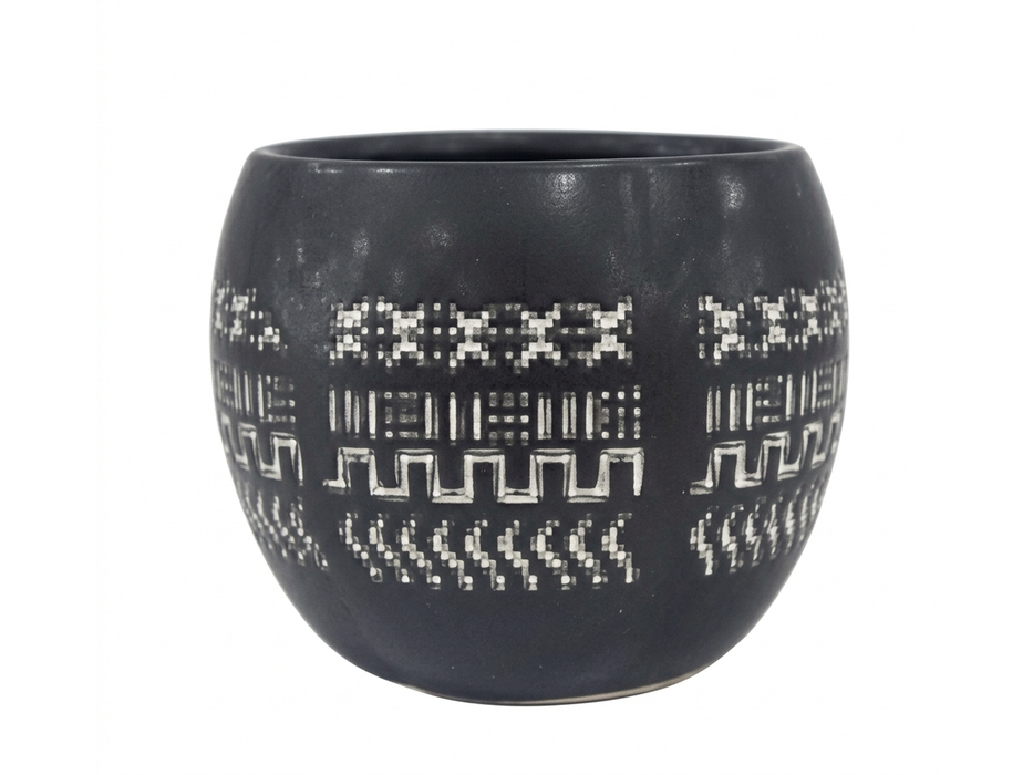 4" ceramic pot - Tribal Black