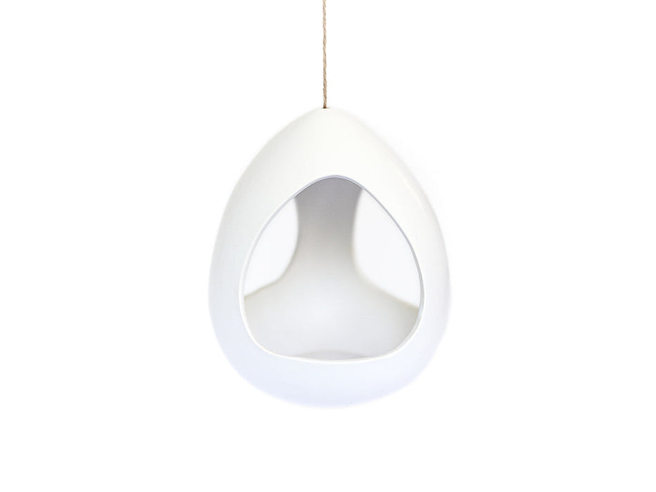 Large White Ceramic Hanging Pod with Tillandsia Xerographica