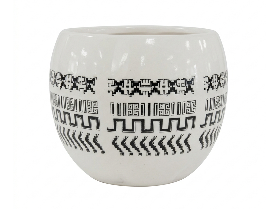 4" ceramic pot - Tribal White