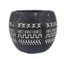 4" ceramic pot - Tribal Black
